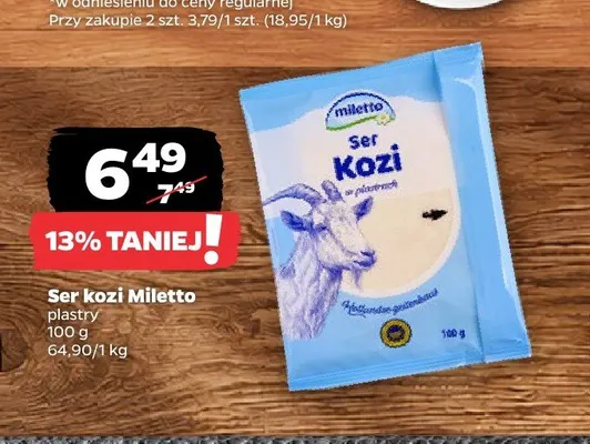 Ser kozi Miletto plastry promocja w Netto
