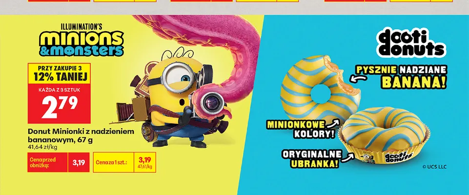 Donut Minionki z nadzieniem bananowym Doti Donuts promocja w Biedronka