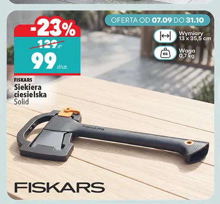 Siekiera ciesielska Solid Fiskars 13x35,5 cm promocja w Biedronka