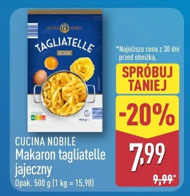 Makaron tagliatelle jajeczny promocja w Aldi