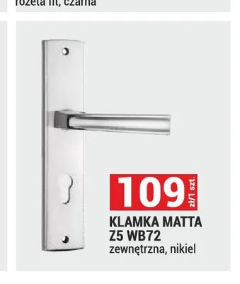Klamka Matta Z5 WB72 zewnętrzna nikiel promocja w Merkury Market