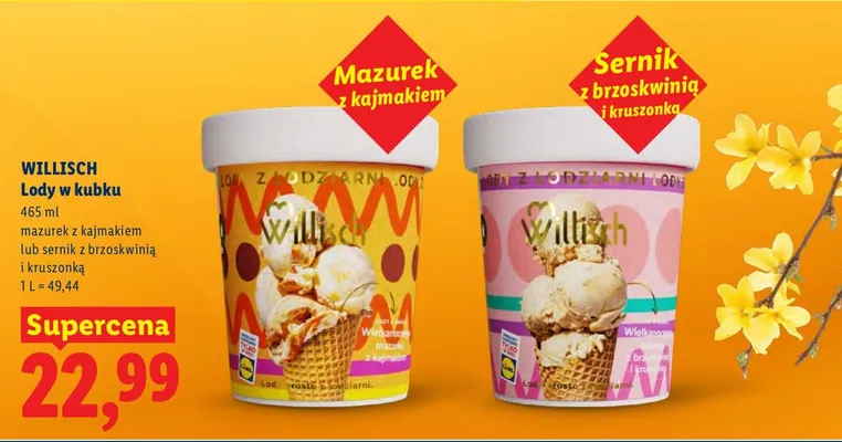 Lody w kubku mazurek z kajmakiem promocja w Lidl