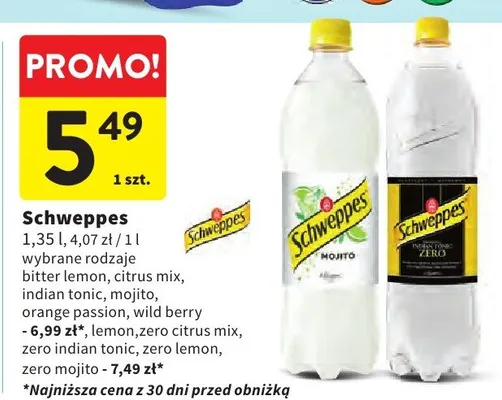 Napój niegazowany Schweppes mojito promocja w Intermarche