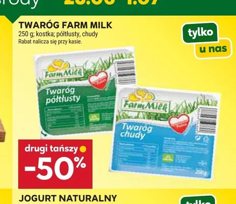 Twaróg półtłusty Farm Milk promocja w Stokrotka