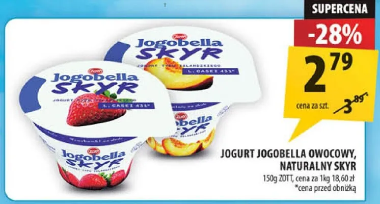 Jogurt Jogobella owocowy naturalny skyr promocja w Arhelan