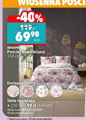 Pościel bawełniana 220 cm Detexpol promocja w Biedronka