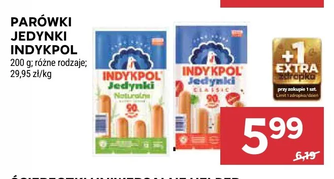 Parówki Jedynki Naturalne Indykpol promocja w Stokrotka