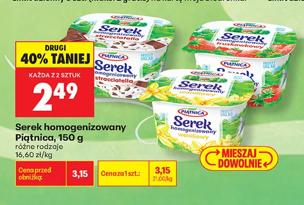 Serek homogenizowany truskawkowy Piątnica promocja w Biedronka
