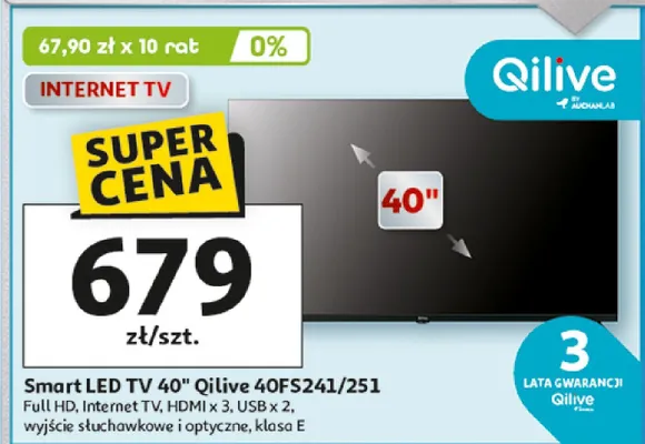 Smart LED TV 40" Qilive 40FS241/251 promocja w Auchan
