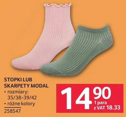 Stopki lub skarpety modal rozmiar 35/38-39/42 różne kolory promocja w Selgros