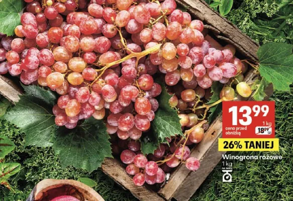 Winogrona różowe promocja w Delikatesy Centrum