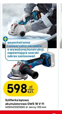 Szlifierka kątowa akumulatorowa Gws 18V-11 Bosch promocja w Castorama