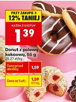 Donut z polewą kakaową promocja w Biedronka