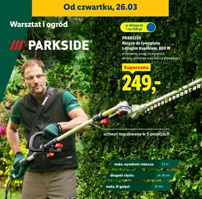 Nożyce do żywopłotu z długim trzonkiem, 800 W promocja w Lidl