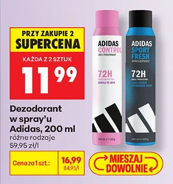 Dezodorant w spray'u Adidas Control promocja w Biedronka