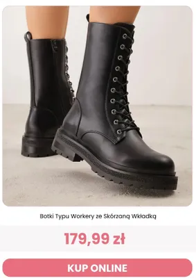 Botki typu workery ze skórzaną wkładką Renee promocja w Renee