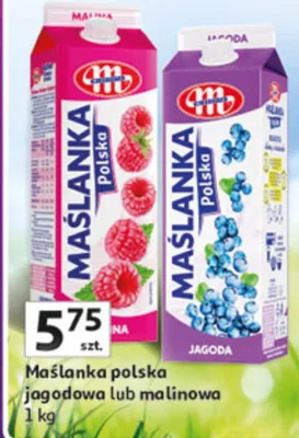 Maślanka polska jagodowa lub malinowa promocja w Auchan