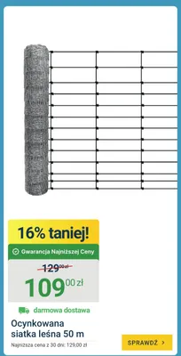 Ocynkowana siatka leśna 50m promocja w ERLI