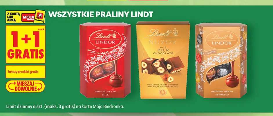 Praliny Lindt Lindor Milk promocja w Biedronka