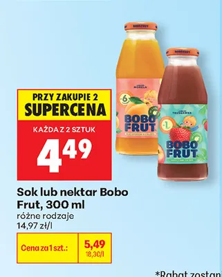 Sok Bobo Frut truskawka promocja w Biedronka
