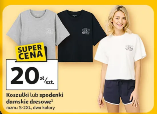 Koszulki lub spodenki damskie dresowe promocja w Auchan