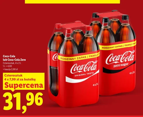 Napój gazowany Coca-Cola Zero 4-pak promocja w Lidl