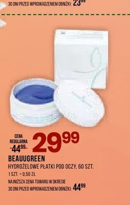 Płatki pod oczy hydrożelowe Beauugreen promocja w Drogerie Natura