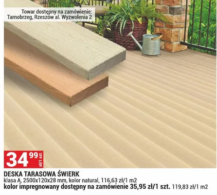 Deska tarasowa świerk promocja w Merkury Market