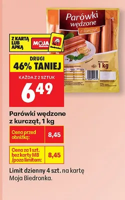 Parówki wędzone z kurcząt Konspol promocja w Biedronka