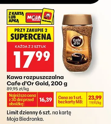 Kawa rozpuszczalna Gold promocja w Biedronka
