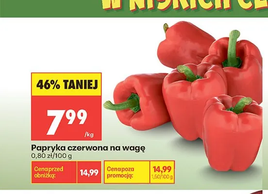 Papryka czerwona na wagę promocja w Biedronka