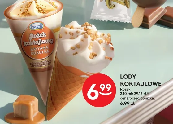 Lody koktajlowe Rożek Krówka Kukułka Koral promocja w Żabka