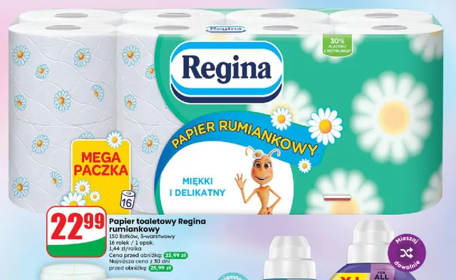 Papier toaletowy Regina rumiankowy 150 listków 3-warstwowy 16-pak promocja w Dino