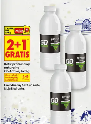 Kefir proteinowy naturalny Go Active promocja w Biedronka