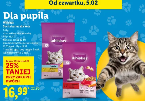 Karma sucha dla kota z kurczakiem  promocja w Lidl