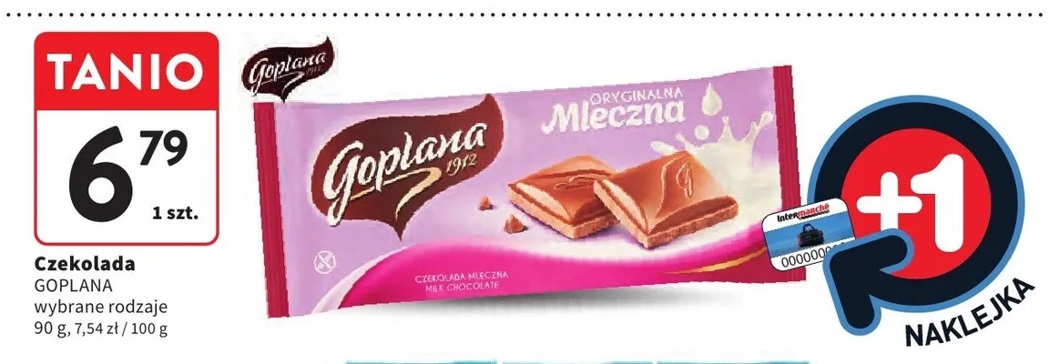 Czekolada Goplana mleczna promocja w Intermarche