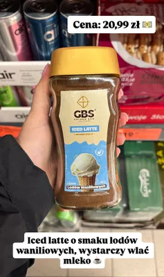 Kawa rozpuszczalna GBS Iced Latte o smaku lodów waniliowych na bazie arabiki promocja w Biedronka