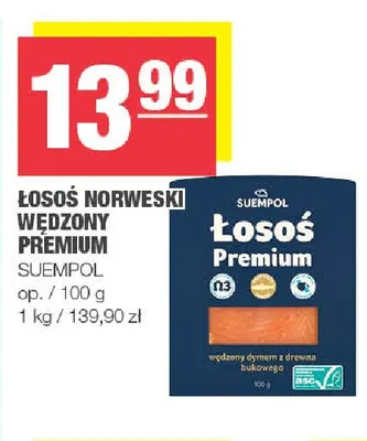 Łosoś norweski wędzony premium Suempol promocja w SPAR