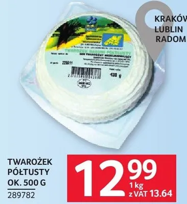 Twarożek półtłusty ok. 500 g promocja w Selgros