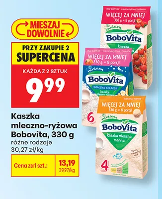 Kaszka mleczno-ryżowa Bobovita promocja w Biedronka