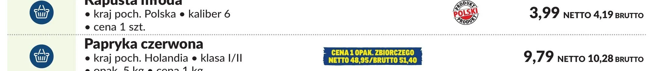 Kapusta młoda kaliber 6 polska promocja w Makro