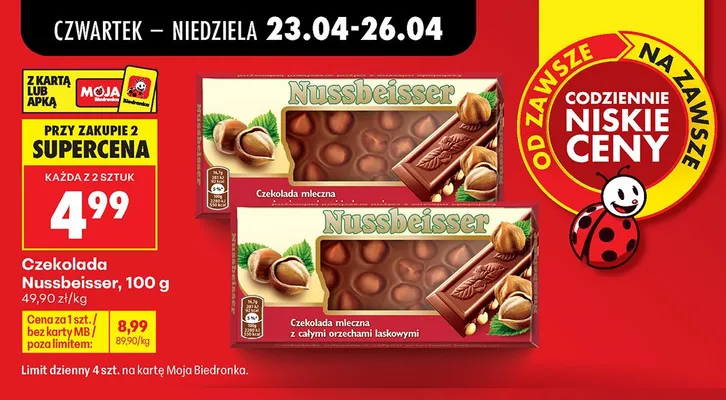 Czekolada mleczna Nussbeisser promocja w Biedronka