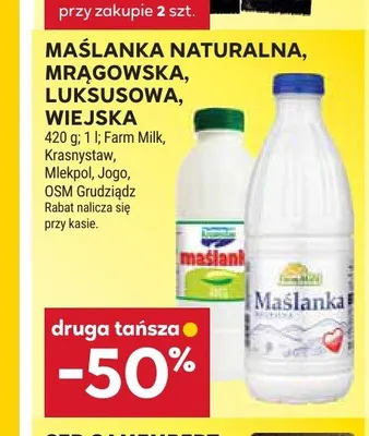 Maślanka Naturalna Farm Milk promocja w Stokrotka