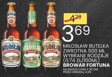 Miłosław butelka zwrotna 500 ml wybrane rodzaje Grupa Żywiec Browar Fortuna promocja w Wafelek