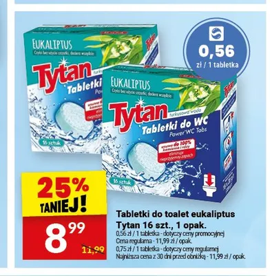 Tabletki do toalet eukaliptus Tytan 16-pak promocja w Twój Market