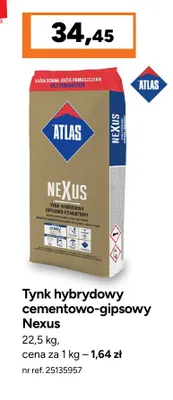 Tynk hybrydowy cementowo-gipsowy Nexus Atlas promocja w Bricoman