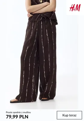 Proste spodnie z muślinu promocja w H&M