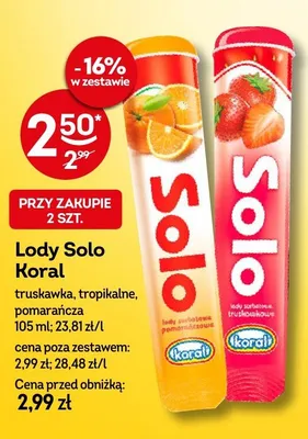 Lody Solo Koral pomarańcza promocja w Żabka