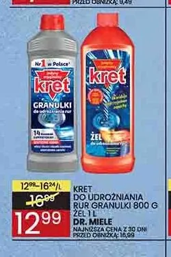 Środek do udrożniania rur granulki Kret promocja w Wafelek
