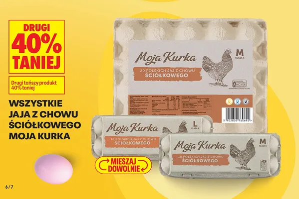 Wszystkie jaja z chowu ściółkowego Moja Kurka DRUGIE -40% promocja w Biedronka